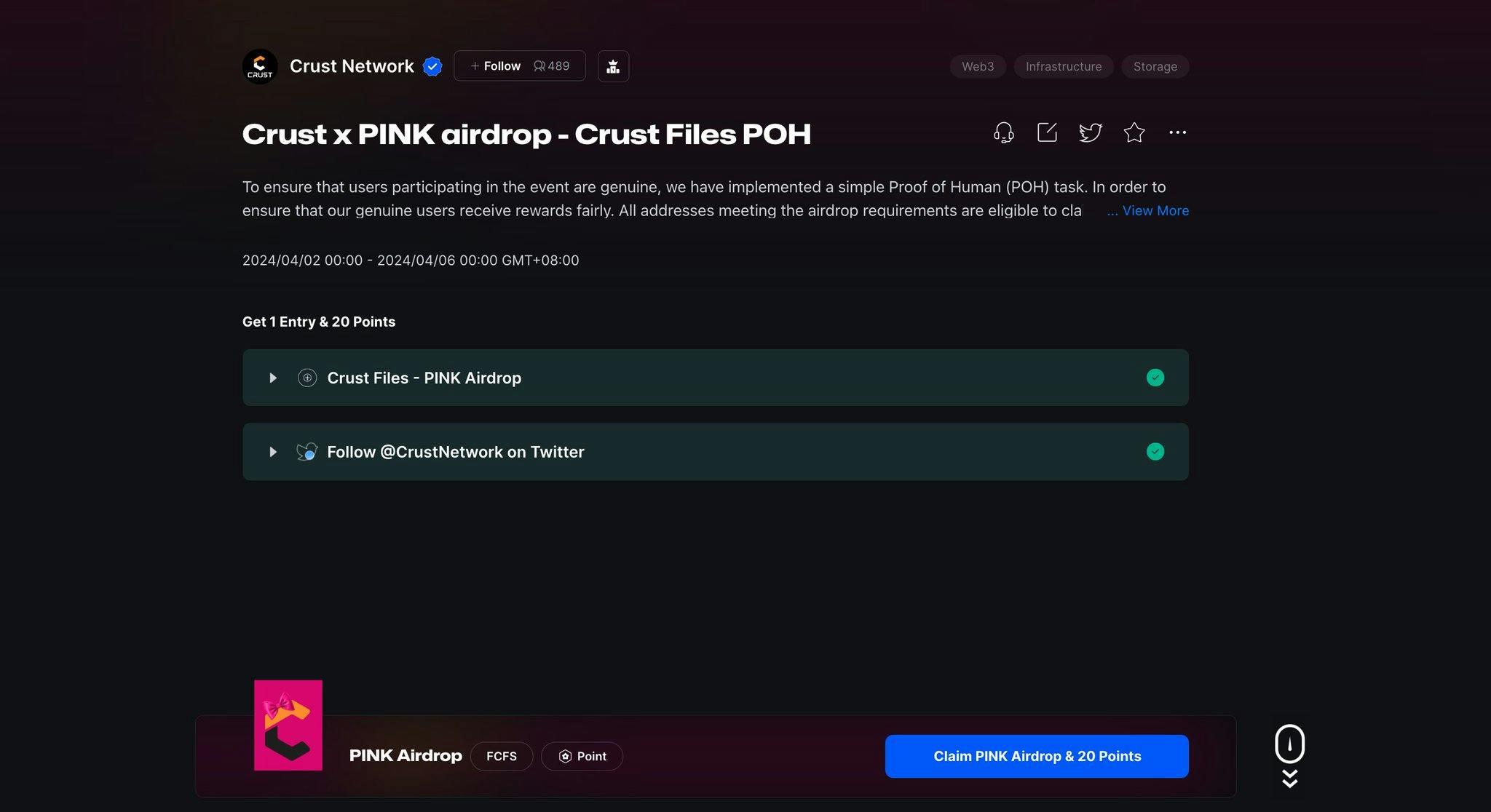 Crust PINK Airdrop