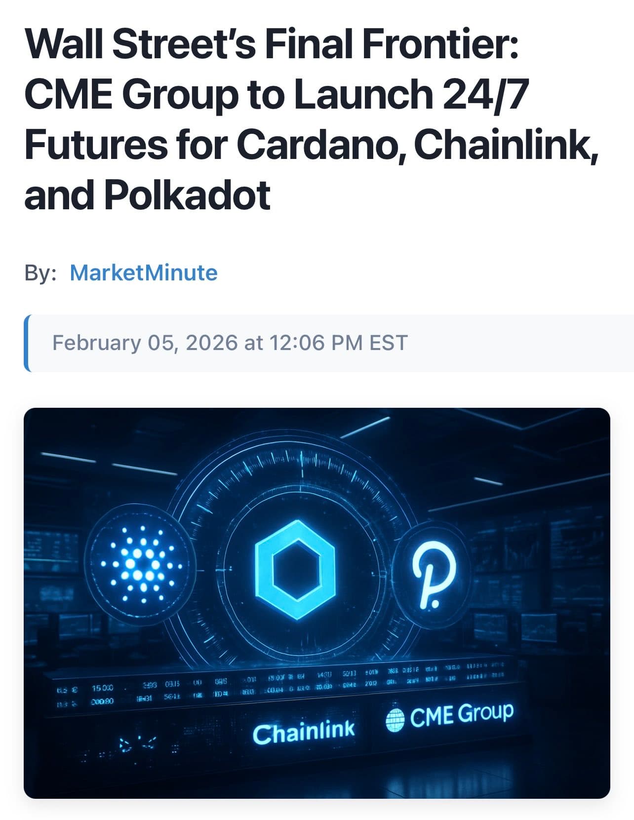 CME, Polkadot & 24/7 Futures: