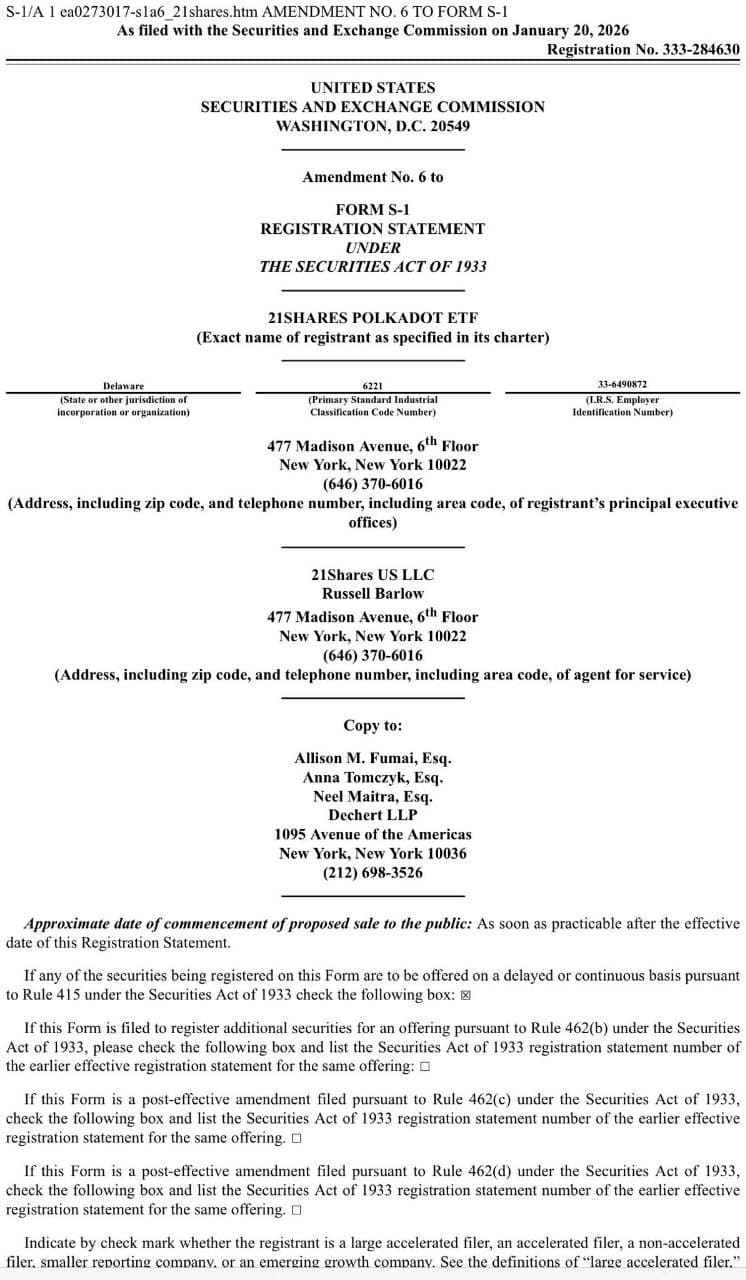 What the 21Shares Polkadot ETF Filing Reveals About Institutional DOT